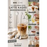 BRE HOME 2'li Latte Kaşığı 22 cm Uzun Saplı Kahve Karıştırma Kaşığı Paslanmaz Çelik
