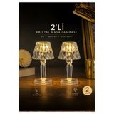 BRE HOME 2’li mini boy Kristal LED Masa Lambası pilli Abajur Gece Lambası Dekoratif 12x6.5 cm