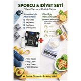 BRE HOME 2'li Sporcu Ve Diyet Seti - Akıllı Bluetooth Vücut Analiz Baskülü + Hassas Dijital Mutfak Tartısı (Yağ Kas Ölçer Tartı & Hassas Gramaj Terazi Seti)