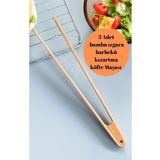 BRE HOME 3 adet bambu ızgara barbekü köfte cımbız maşa seti