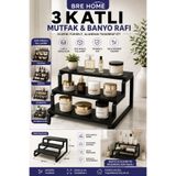 BRE HOME 3 Katlı Mutfak ve Banyo Rafı – Paslanmaz Kozmetik ve Baharat Düzenleyici Stand (24x25x13 cm)