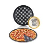 BRE HOME 32 Cm Delikli Teflon Pizza Tepsisi | Yanmaz Yapışmaz | Fırın Kabı