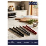 BRE HOME 3'lü Set Yanmaz Yapışmaz Silikon Servis Ve Pişirme Maşası - 30 cm Isıya Dayanıklı Mutfak Maşası Seti