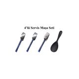 BRE HOME 4'lü Servis Maşa Seti 1 adet sert uçlu silikon servis kaşık 3 adet Makarna, Pasta, Salata maşası
