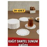 BRE HOME 50 Adet Kağıt Dantel Sunum Kağıdı - Lüks Bardak Altlığı Ve Tabak İçi Süsleme Kağıdı 10 cm