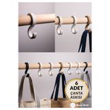 BRE HOME 6'lı Paket Beyaz Çanta Askısı Seti - Dolap İçi Düzenleyici Organizer - 3,5x7 cm Modern Tasarım