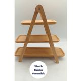 BRE HOME Bambu 3 katlı sunumluk kurabiyelik raflı(çıkabilir raflı)