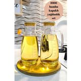BRE HOME Bambu Standlı Bambu Kapaklı 900 ml 3'lü Yağdanlık Sirkelik Seti Yuvarlak Standlı 24 Cm