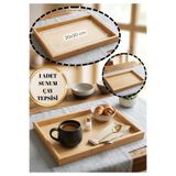 BRE HOME Doğal Bambu Sunum Tepsisi - Premium Dikdörtgen Kahve ve Sunum Tabağı (20x30 cm)