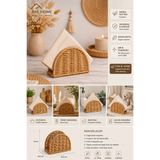 BRE HOME El Yapımı Rattan Peçetelik | Hasır Peçete Standı | Bohem Dekoratif Peçete Tutucu | Masa ve Mutfak Organizeri
