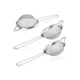 BRE HOME İnce örgü 3'lü süzgeç seti, paslanmaz çelik, 6-7-8 cm. küçük ağ süzgeç, kahve, çay, meyve suyu için