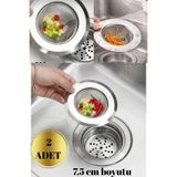 BRE HOME li Paslanmaz Mutfak Lavabo Süzgeci 7.5 cm - Tıkanıklık Önleyici İnce Delikli Metal Evye Süzgeç Teli