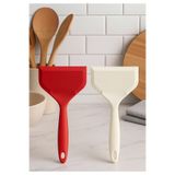BRE HOME Silikon Mutfak Spatula 2’li Set – Kırmızı & Beyaz, Isıya Dayanıklı, Esnek ve Dayanıklı, Yapışmaz