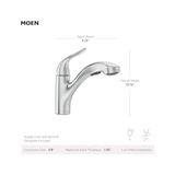 Brecklyn Glacier Beyaz Tek Kulplu Tek Delikli Mutfak Bataryası, Çekme Püskürtücülü ve Güç Temizleyici, Isteğe Bağlı Deckplate Dahil, 87557W, 149 cm Hortum Uzunluğu - Ahşap