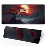 Brecoy Darkness Red Moon Masa Matı Japon Mouse Pad, Büyük Kiraz Çiçeği Masa Örtüsü, XL Anime Oyun Klavyesi Mat, Kaymaz Kauçuk Taban, Ev Ofis için Büyük Genişletilmiş Masa Koruyucu, 80 cm x 30 cm