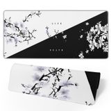 Brecoy Japanese Life Death Klavye Paspası, Siyah Beyaz Kiraz Çiçeği Anime Oyun Mouse Pad, Kaymaz Kauçuk Tabanlı ve Dikişli Kenarlı, Japon Sakura Pagoda Güneş Mouse Pad