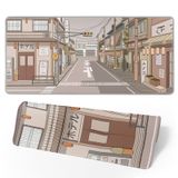 Brecoy Tokyo Sokak Masa Matı Anime Japon Mouse Pad XL Kawaii Büyük Oyun Mousepad XXL Bej Sevimli Masaüstü Mat Dizüstü Bilgisayar Klavye Mouse Mat Masa Pedi Büyük 70 cm x 45 cm Dikişli Kenarları Kaymaz Kauçuk