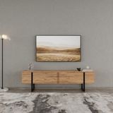 Breda 2 Kapaklı Metal Ayakı Tv Sehpası - Atlantik Çam / Siyah
