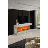 Breda Home Concept Aren Mdf Traverten Mermer Desenli Şömineli Tv Ünitesi Tv Sehpası
