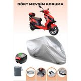 Breen Gri Arka Çanta Uyumlu Arora Zr*5 Uyumlu Motosiklet Brandası Scooter Brandası - Gri-Arka Çanta Uyumlu