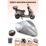 Breen Gri Arka Çanta Uyumlu Mondial E-Mon Buddy Uyumlu Motor Brandası Scooter Brandası Güvenli Koruma - Gri-Arka Çanta Uyumlu