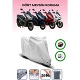 Breen Gri Arka Çanta ve Kilit Uyumlu Honda Pcx Modellere Uyumlu Motosiklet Brandası Motor Örtüsü, 4 Mevsim Koruma, Su Geçirmez, Dayanıklı Kumaş - Gri, Arka Çanta ve Kilit Uyumlu