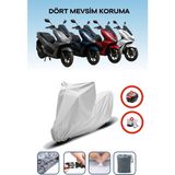 Breen Gri, Arka Çanta ve Kilit Uyumsuz Honda Pcx Modellere Uyumlu Motosiklet Brandası Motor Örtüsü, 4 Mevsim Koruma, Su Geçirmez, Dayanıklı Kumaş