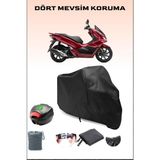 Breen Honda PCX125 Arka Çanta Uyumlu Siyah Motosiklet Branda Su Geçirmez Dayanıklı Kumaş - Siyah, Arka Çanta Uyumlu