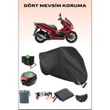 Breen Honda Pcx125 Için Arka Çanta Ve Kilit Uyumlu Siyah Motosiklet Branda, Güvenli - Siyah, Arka Çanta ve Kilit Uyumlu