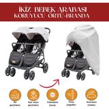 Breen İkiz Bebek Arabası Branda- Gri Koruyucu Örtü, Su Geçirmez, Tozdan korur