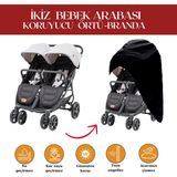 Breen İkiz Bebek Arabası Branda- Siyah Koruyucu Örtü, Su Geçirmez, Tozdan korur