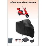 Breen Rks Azure 50 Pro Uyumlu Siyah Motorsiklet Branda, Motor Örtüsü - Siyah, Arka Çanta ve Kilit Uyumsuz
