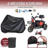 Breen Siyah 3 Tekerlekli Elektrikli Motosiklet Brandası, Su Geçirmez, Lastikli - Tek Koltuklu-Siyah