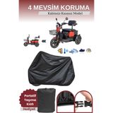 Breen Siyah 3 Tekerlekli Elektrikli Motosiklet Brandası, Su Geçirmez, Lastikli