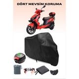 Breen Siyah Arka Çanta Uyumlu Arora Zr*5 Uyumlu Motosiklet Brandası Scooter Brandası - Siyah-Arka Çanta Uyumlu