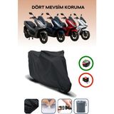 Breen Siyah, Arka Çanta Uyumlu Honda Pcx Modellere Uyumlu Motosiklet Örtüsü Motor Brandası, 4 Mevsim Koruma, Su Geçirmez, Dayanıklı Kumaş