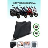 Breen Siyah Arka Çanta ve Kilit Uyumlu Honda Pcx Modellere Uyumlu Motosiklet Brandası Motor Örtüsü, 4 Mevsim Koruma, Su Geçirmez, Dayanıklı Kumaş - Siyah, Arka Çanta ve Kilit Uyumlu