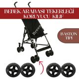 Breen Siyah Baston Bebek Arabası Tekerleği Koruyucu Kılıf, Yer Kaplamaz, Su Geçirmez, Toz Geçirmez