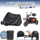 Breen Siyah Kilit Uyumlu 3 Tekerlekli Elektrikli Motosiklet Brandası, Su Geçirmez, Lastikli - Tek Koltuklu-Kilit Uyumlu-Siyah