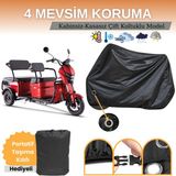 Breen Siyah Kilit Uyumlu Çift Koltuklu 3 Kişilikli 3 Tekerlekli Elektrik Motosiklet Brandası - Çift Koltuklu-Kilit Uyumlu-Siyah