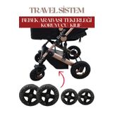 Breen Siyah Travel Bebek Arabası Tekerleği Koruyucu Kılıf, Yer Kaplamaz, Su Geçirmez, Toz Geçirmez