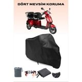 Breen Siyah Volta Vm4+ 1500W Çift Kişilik Elektrikli Moped 3 Tekerlekli Motosiklet Brandası, 4 Mevsim Koruma, Su Geçirmez, Dayanıklı Kumaş