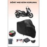 Breen Yamaha X-Max 125 Abs Arka Çanta Uyumlu Siyah Motosiklet Branda Su Geçirmez Dayanıklı Kumaş