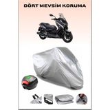 Breen Yamaha X-Max 250 Abs Arka Çanta Uyumlu Motosiklet Branda Su Geçirmez Dayanıklı Kumaş - Gri, Arka Çanta Uyumlu