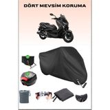 Breen Yamaha X-Max 250 Momodesign Için Arka Çanta ve Kilit Uyumlu Siyah Motosiklet Branda, Güvenli