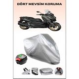 Breen Yamaha X-Max 250 Tech Max Arka Çanta Uyumlu Motosiklet Branda Su Geçirmez Dayanıklı Kumaş - Gri, Arka Çanta Uyumlu