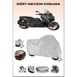 Breen Yamaha X-Max 250 Tech Max Için Arka Çanta Ve Kilit Uyumlu Gri Motosiklet Branda, Güvenli - Gri, Arka Çanta ve Kilit Uyumlu