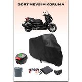 Breen Yamaha X-Max 400 Iron Max Arka Çanta Uyumlu Siyah Motosiklet Branda Su Geçirmez Dayanıklı Kumaş