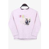 Breeze Bej Melanj 8-14 Yaş Uzun Kollu Baskılı Taşlı Kız Çocuk T-shirt