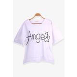 Breeze Beyaz 9-16 Yaş Taşlı Yazı Baskılı Kız Çocuk T-shirt